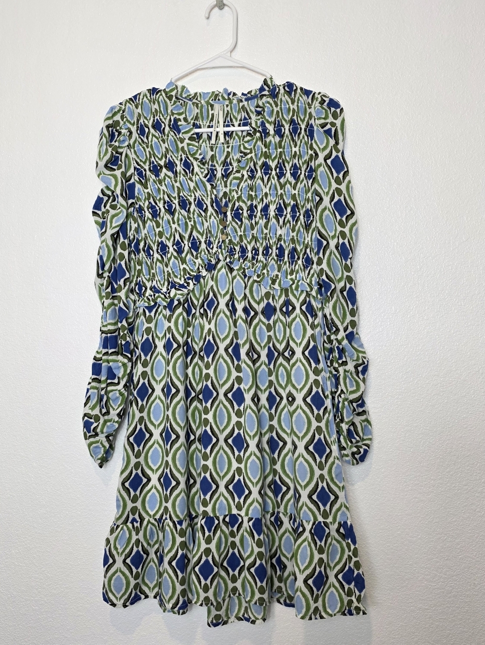 Anthropologie Long-Sleeve V-Neck Ruffle Mini Dress Size Medium - Picture 4 of 13